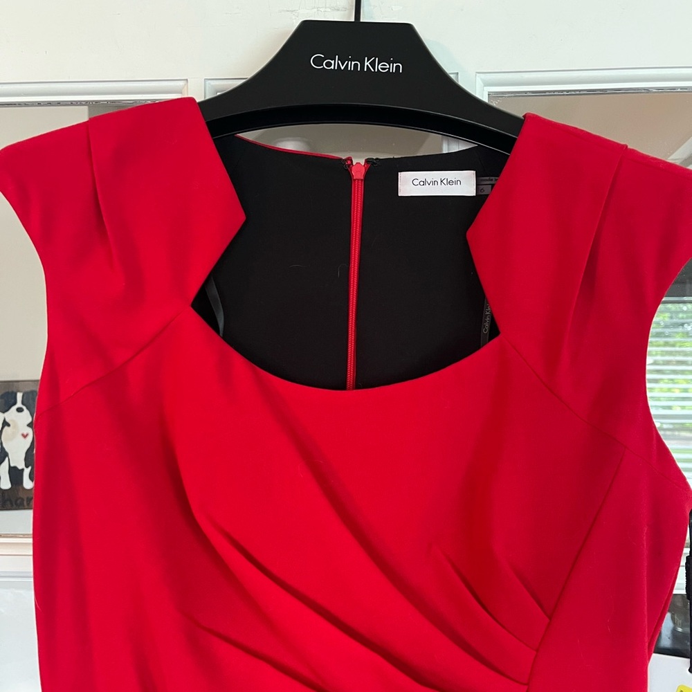 NWT Calvin Klein Red Sheath Dress - Picture 2 of 4
